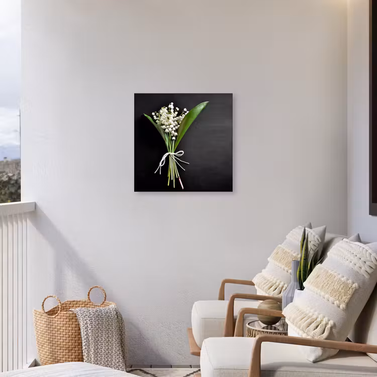 Lelietjes van dalen - Bloemen - Stilleven - Flora Tuinposter op houten frame 2 cm dik middel -sfeer1