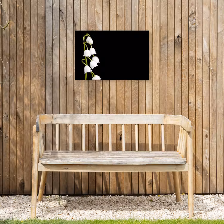 Lelietjes van dalen - Bloemen - Zwart - Flora Tuinposter op houten frame 2 cm dik klein -sfeer4