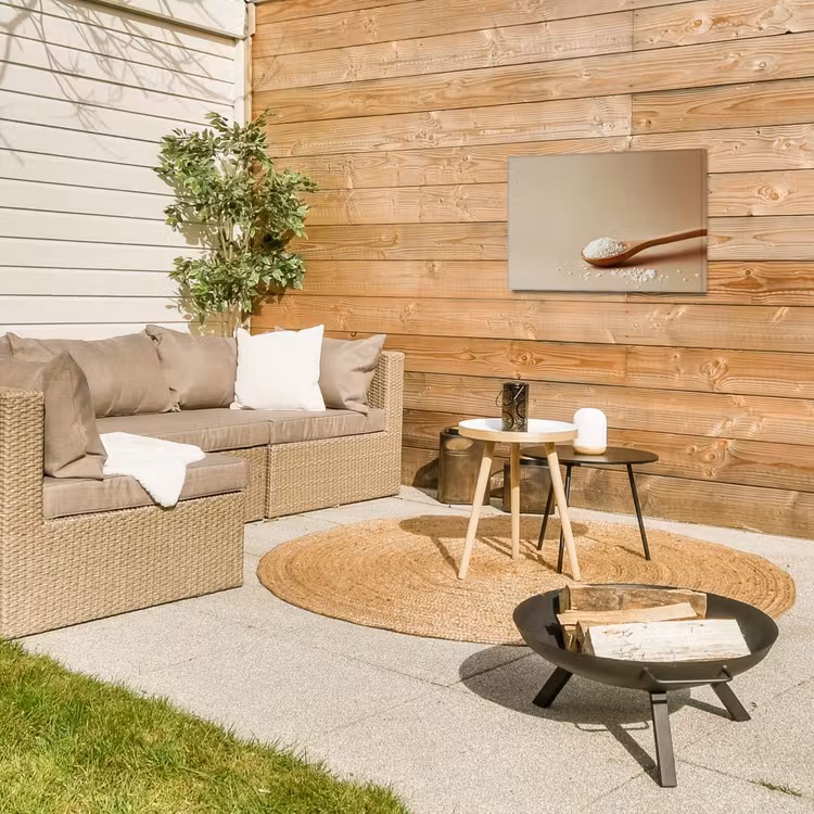 Lepel - Rijst - Hout - Beige Tuinposter op houten frame 2 cm dik klein -sfeer2