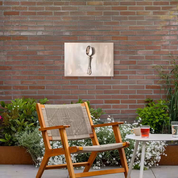 Lepel - Verf - Zilver Tuinposter op houten frame 2 cm dik klein -sfeer3