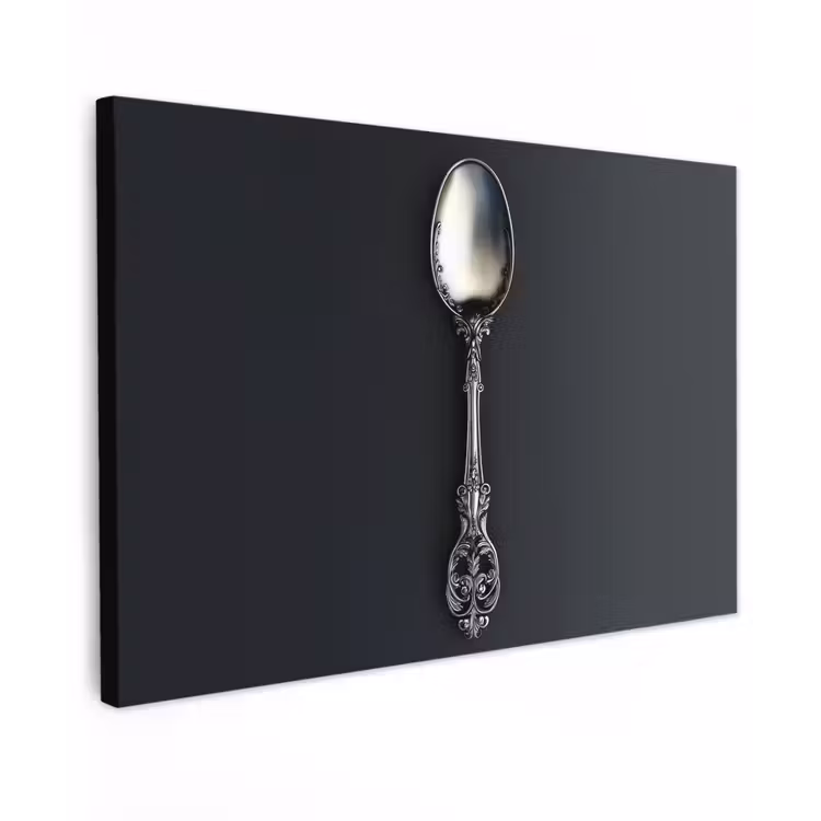Lepel - Zilver - Metaal Tuinposter op houten frame 2 cm dik klein -3d
