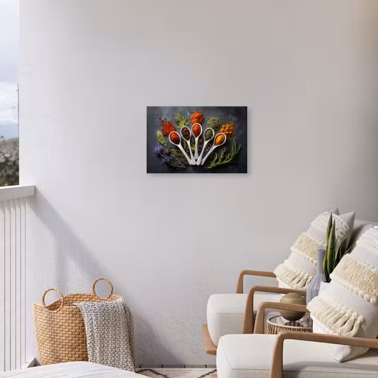 Lepels - Wit - Poeder - Kruiden Tuinposter op houten frame 2 cm dik klein -sfeer1