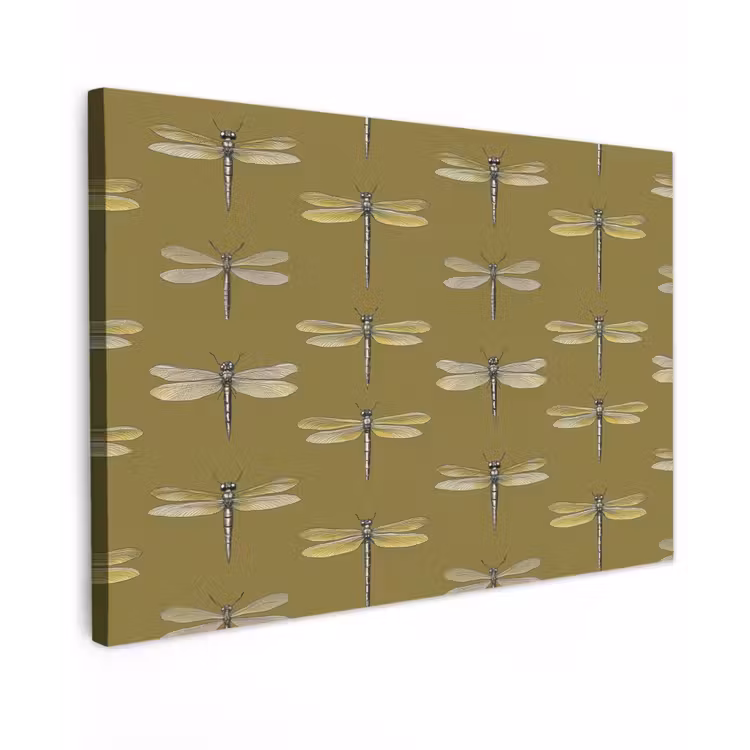 Libellen - Patroon - Groen Tuinposter op houten frame 2 cm dik klein 845 -3d