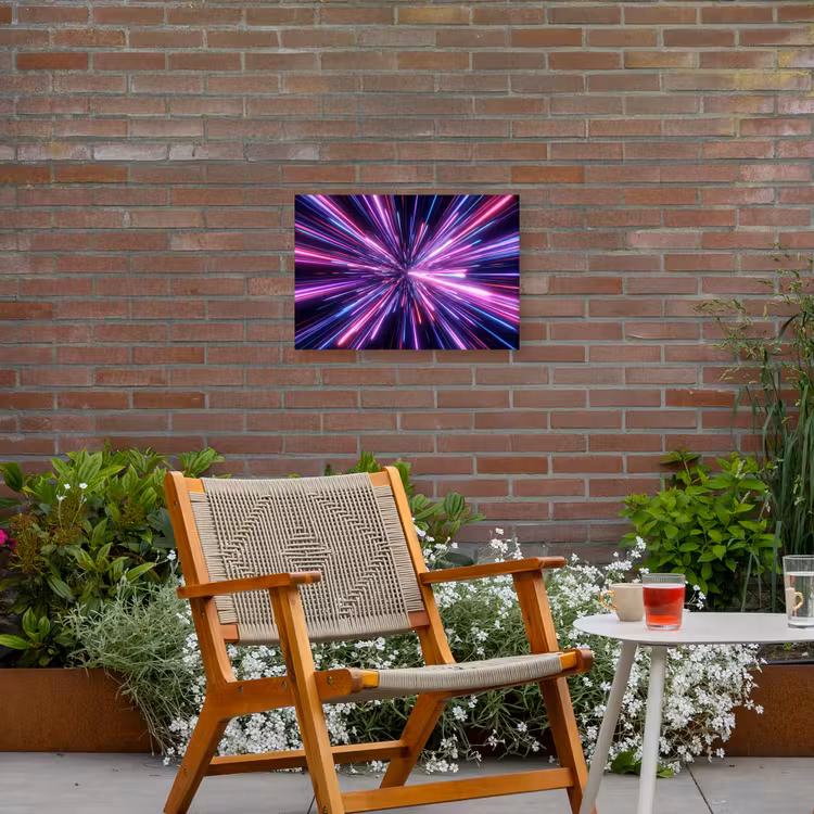 Lichtsnelheid - Ruimte - Roze - Paars Tuinposter op houten frame 2 cm dik klein -sfeer3