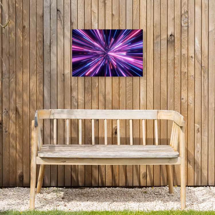 Lichtsnelheid - Ruimte - Roze - Paars Tuinposter op houten frame 2 cm dik klein -sfeer4