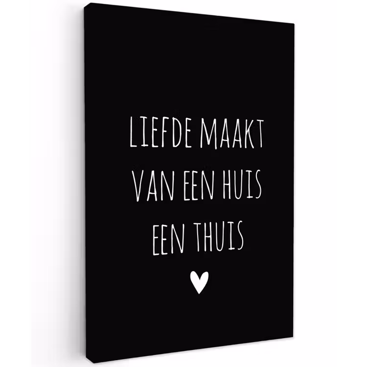 Liefde maakt van een huis een thuis - Quotes - Spreuken Tuinposter op houten frame 2 cm dik klein -3d