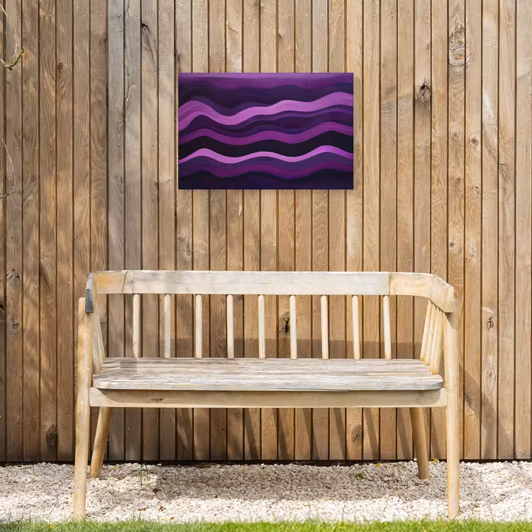 Lijnen - Golven - Paars - Abstract Tuinposter op houten frame 2 cm dik klein -sfeer4