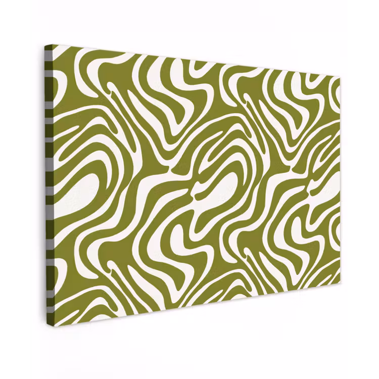 Lijnpatroon - Groen - Organisch Tuinposter op houten frame 2 cm dik klein 845 -3d