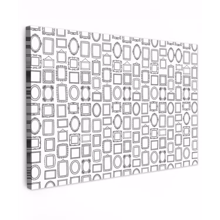 Lijsten - Patroon - Decoratie - Schets - Zwart-wit Tuinposter op houten frame 2 cm dik klein -3d