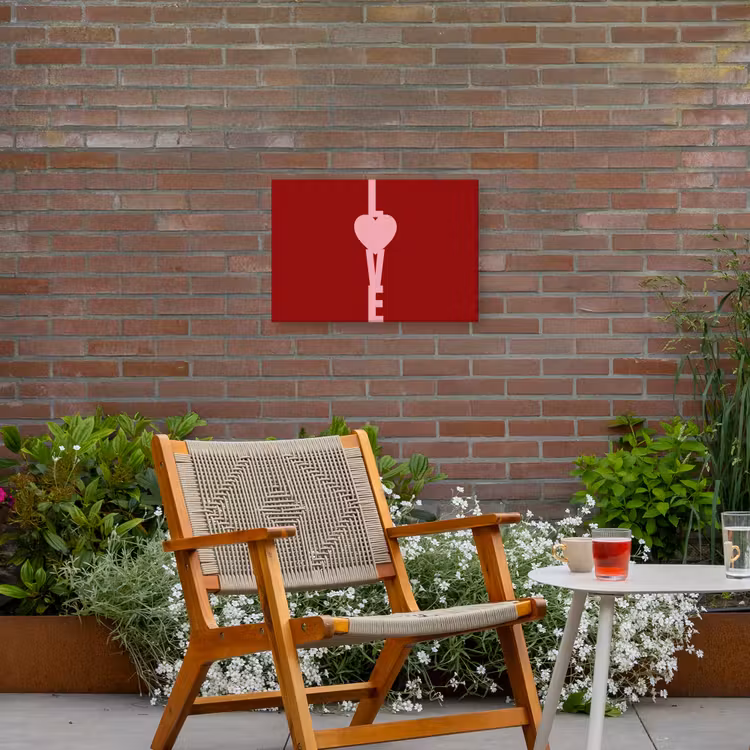Love - Hart - Rood Tuinposter op houten frame 2 cm dik klein -sfeer3