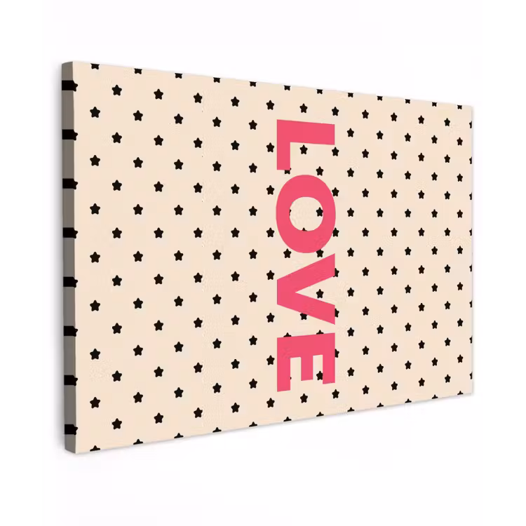 Love - Stippen - Roze Tuinposter op houten frame 2 cm dik klein -3d