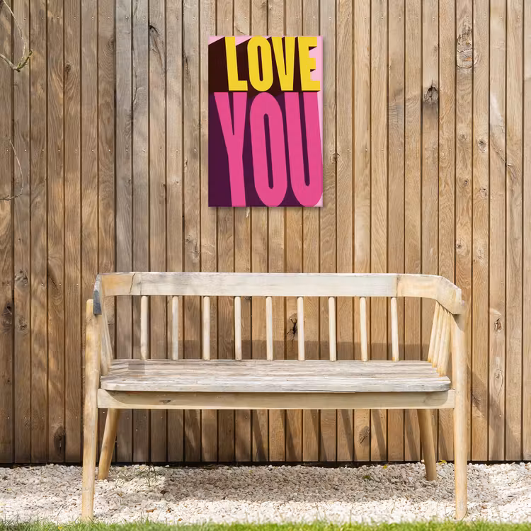 Love - Tekst - Roze - Valentijn Tuinposter op houten frame 2 cm dik klein -sfeer4