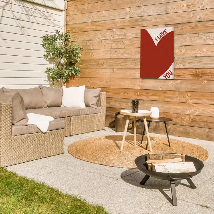 Loveyou - Rood - Hart Tuinposter op houten frame 2 cm dik klein -sfeer2