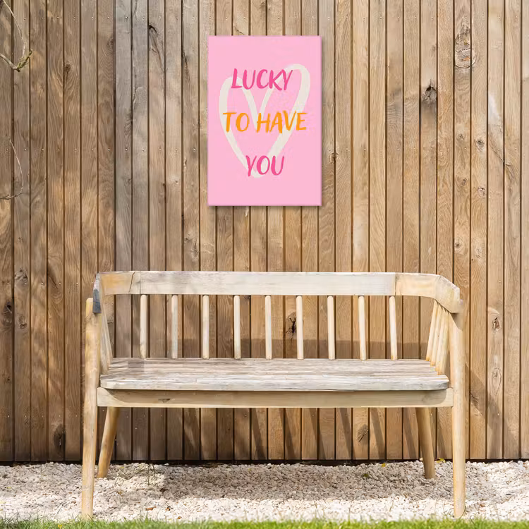 Lucky - Love - Valentijn - Roze Tuinposter op houten frame 2 cm dik klein -sfeer4