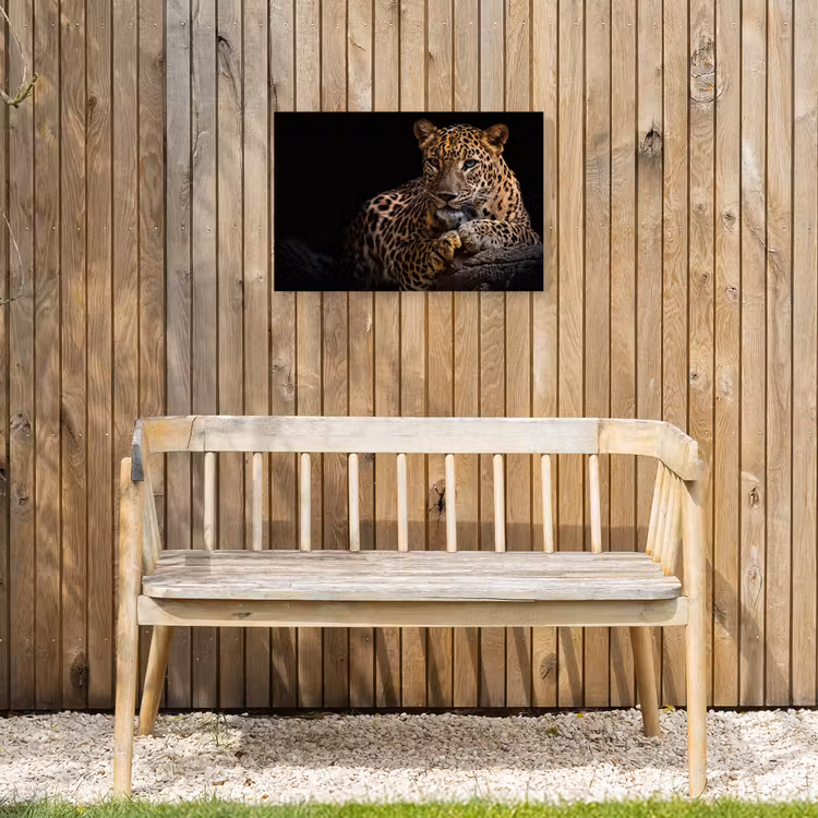 Luipaard in rust Tuinposter op houten frame 2 cm dik klein -sfeer4
