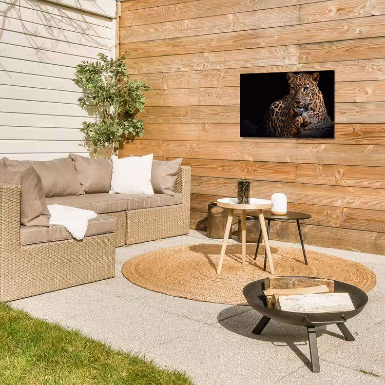 Luipaard in rust Tuinposter op houten frame 2 cm dik klein -sfeer2