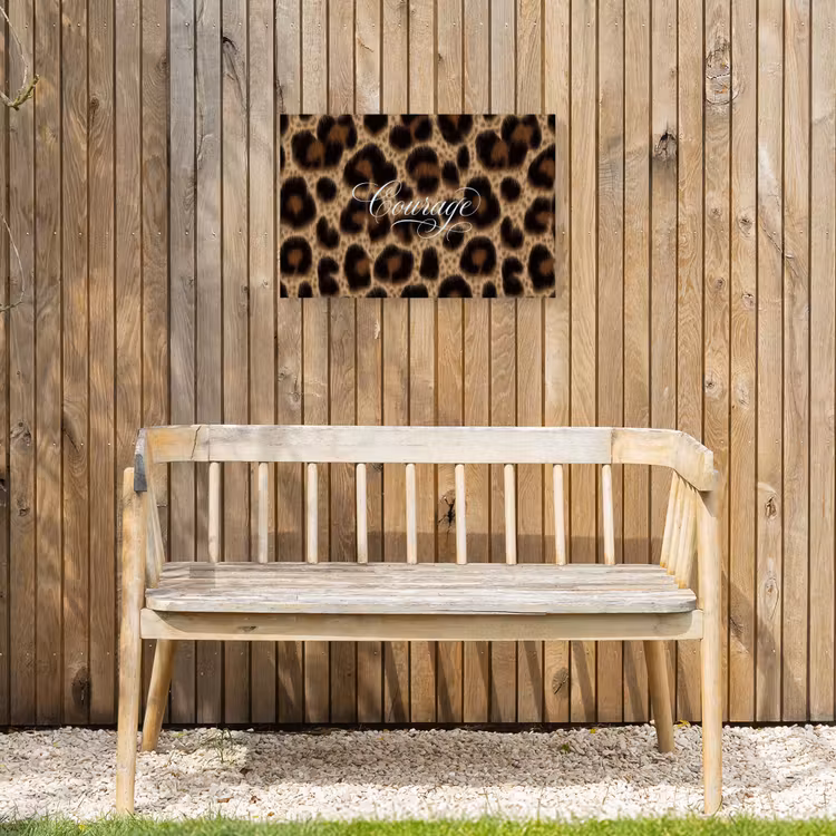 Luipaardprint - Bruin - Courage - Sierlijk Tuinposter op houten frame 2 cm dik klein -sfeer4