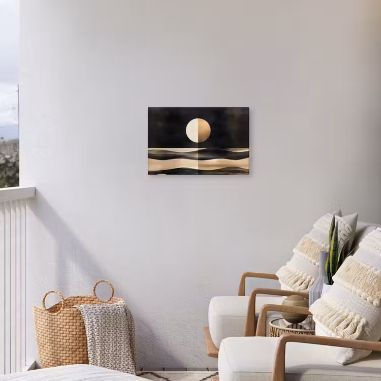 Maan - Cirkel - Goud Tuinposter op houten frame 2 cm dik klein -sfeer1