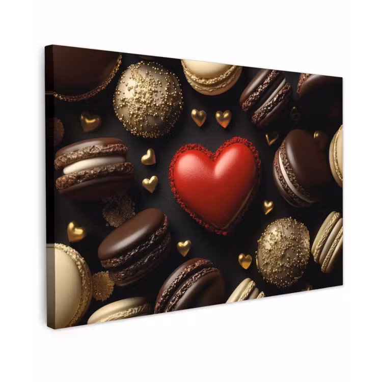 Macarons - Rood - Hart Tuinposter op houten frame 2 cm dik klein -3d