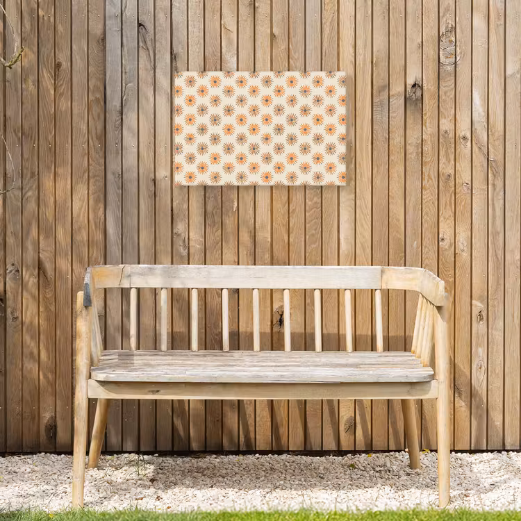 Madelief - Patroon - Oranje Tuinposter op houten frame 2 cm dik klein 845 -sfeer4