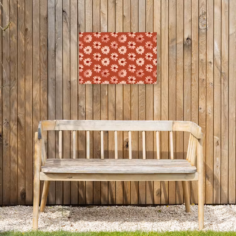 Madelief - Retro - Terracotta Tuinposter op houten frame 2 cm dik klein 845 -sfeer4