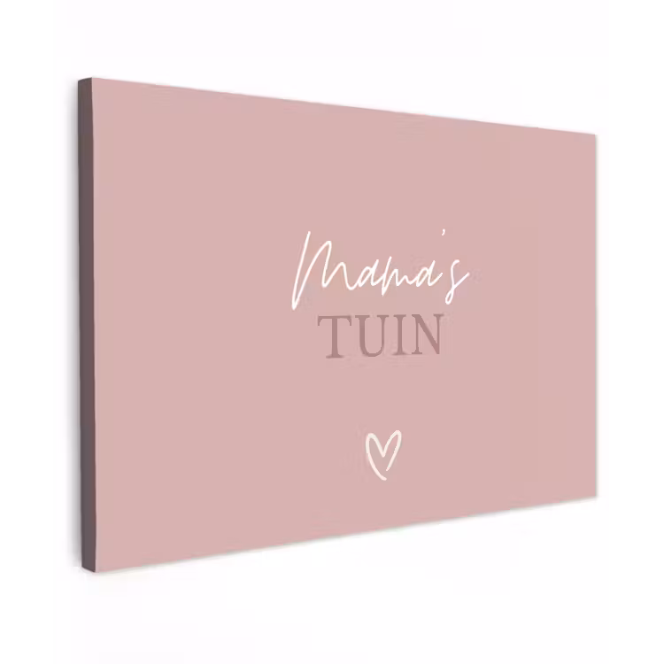 Mama's Tuin met Hart Tuinposter op houten frame 2 cm dik klein -3d