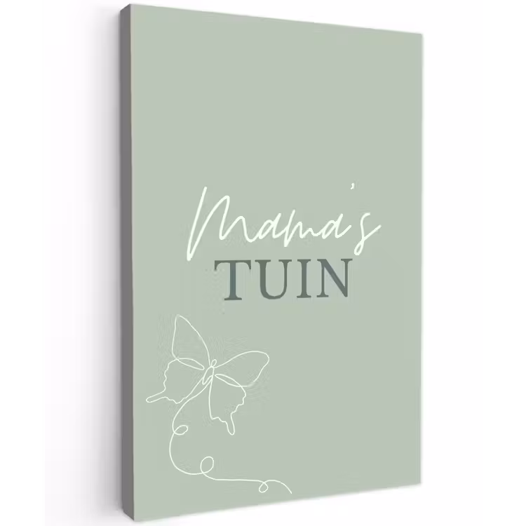Mama's Tuin met Vlinder Tuinposter op houten frame 2 cm dik klein -3d
