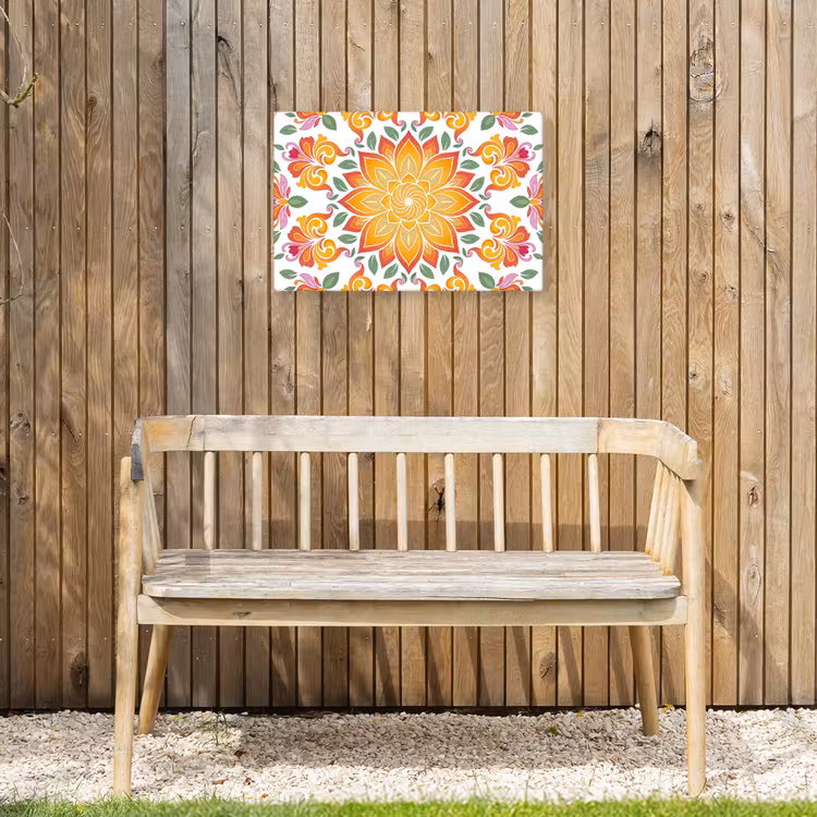 Mandala - Bloemen - Decoratie - Kleurrijk - Abstract Tuinposter op houten frame 2 cm dik klein -sfeer4