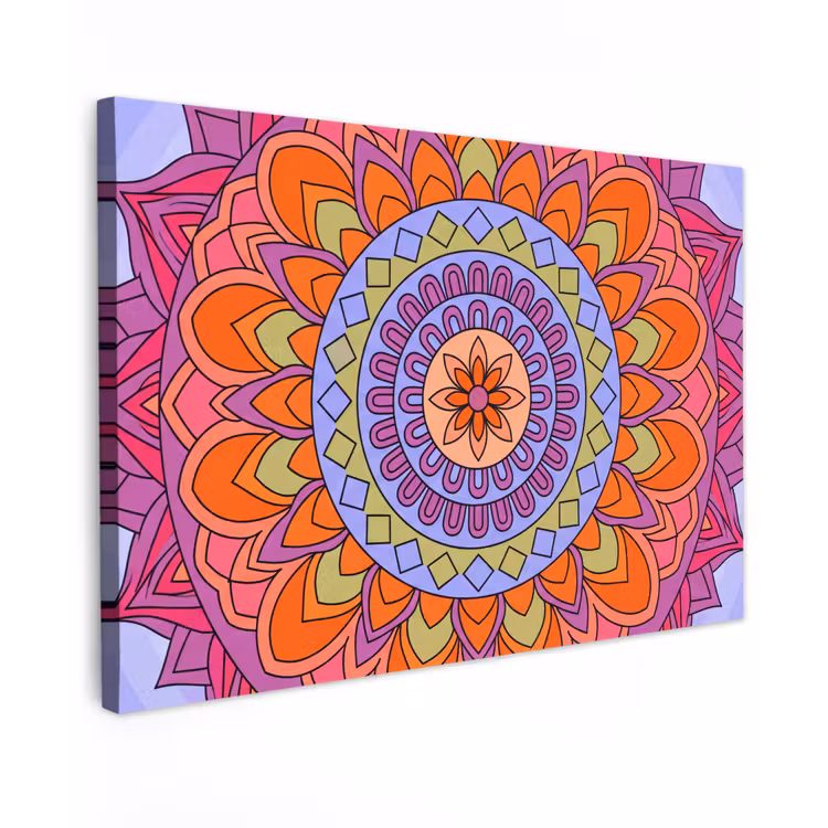 Mandala - Cirkel - Abstract - Kleurrijk - Patroon Tuinposter op houten frame 2 cm dik klein -3d
