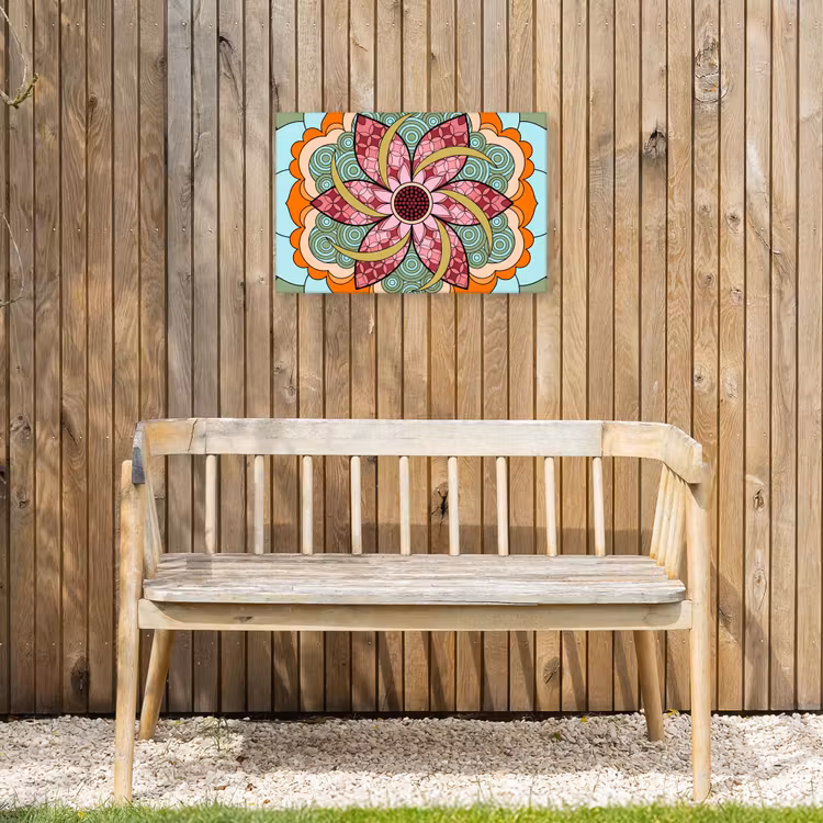 Mandala - Geometrisch - Kunst - Decoratief - Kleurrijk Tuinposter op houten frame 2 cm dik klein -sfeer4