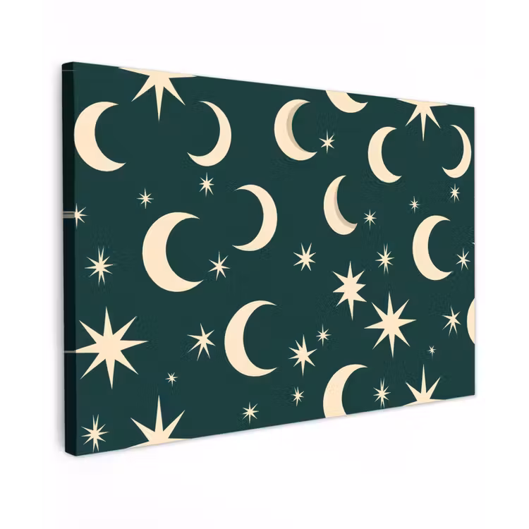 Manen - Sterren - Groen Tuinposter op houten frame 2 cm dik klein 845 -3d
