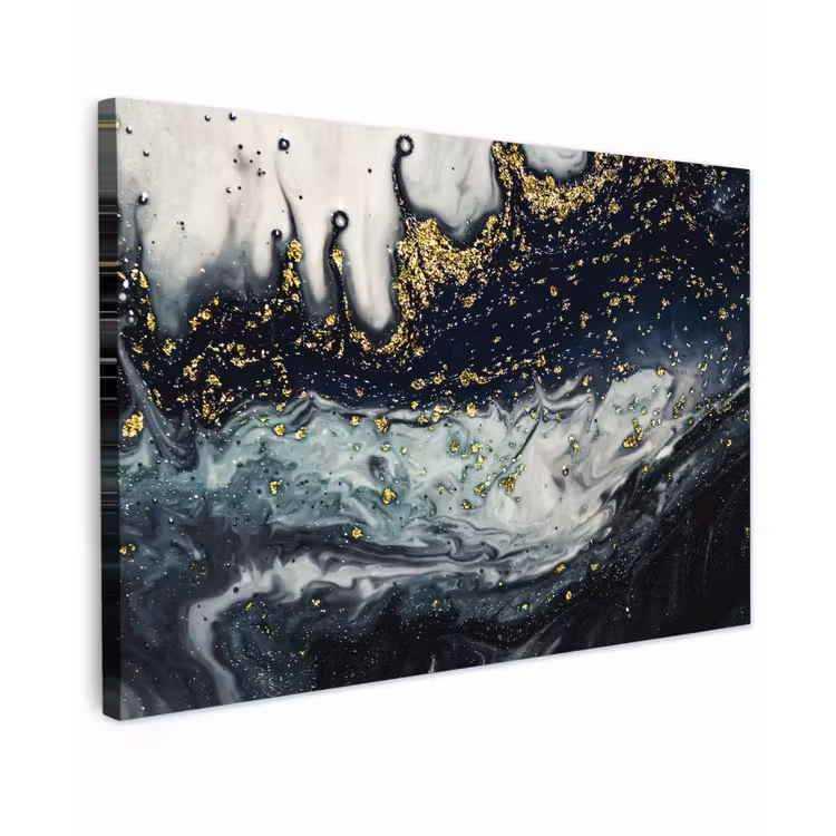Marmer - Abstract - Goud - Luxe Tuinposter op houten frame 2 cm dik klein -3d