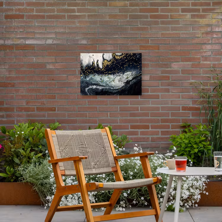 Marmer - Abstract - Goud - Luxe Tuinposter op houten frame 2 cm dik klein -sfeer3
