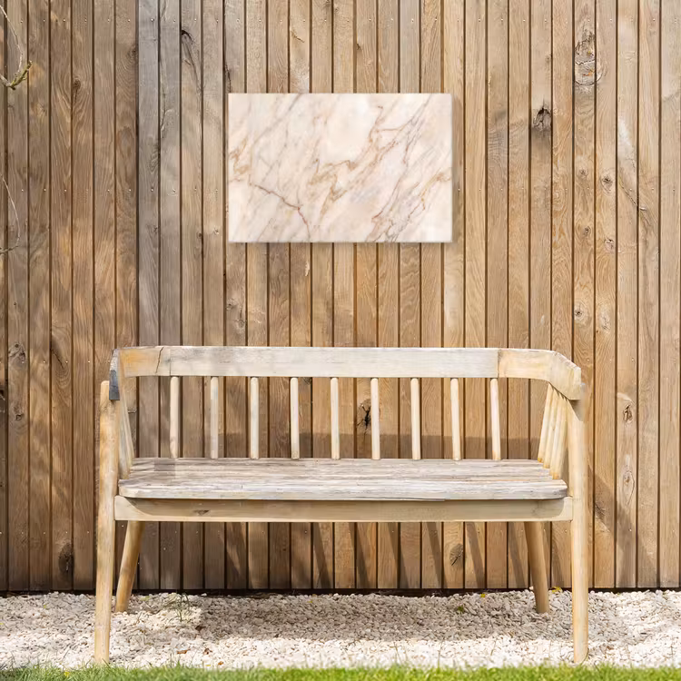 Marmer - Ader - Abstract - Wit - Goud Tuinposter op houten frame 2 cm dik klein -sfeer4