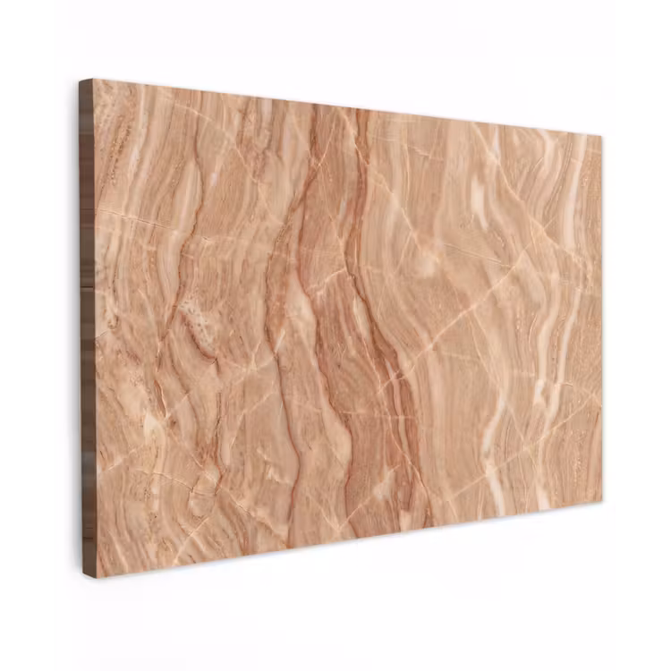 Marmer - Ader - Natuur - Abstract - Beige Tuinposter op houten frame 2 cm dik klein -3d