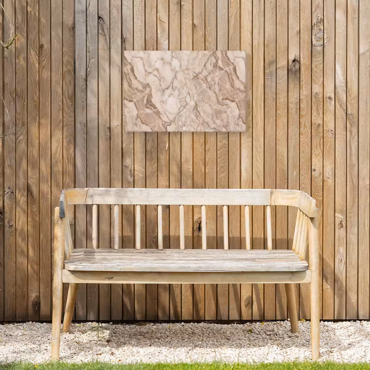 Marmer - Aderen - Textuur - Beige - Modern Tuinposter op houten frame 2 cm dik klein -sfeer4
