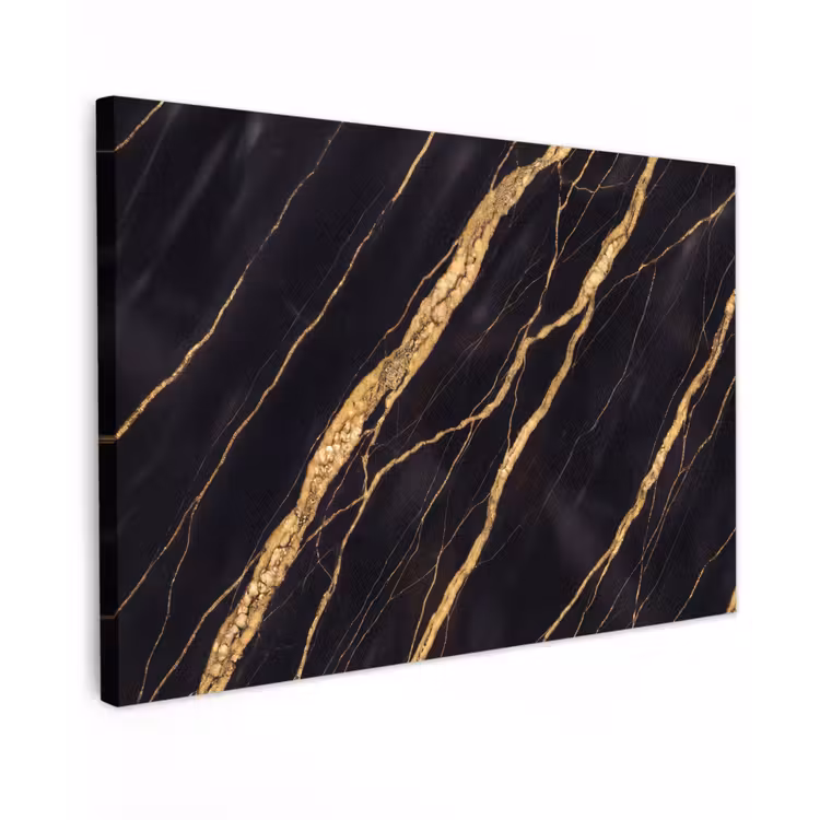 Marmer - Goud - Textuur - Abstract - Zwart Tuinposter op houten frame 2 cm dik klein -3d
