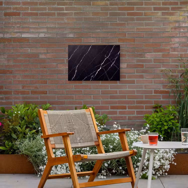 Marmer - Patroon - Abstract - Modern - Zwart Tuinposter op houten frame 2 cm dik klein -sfeer3