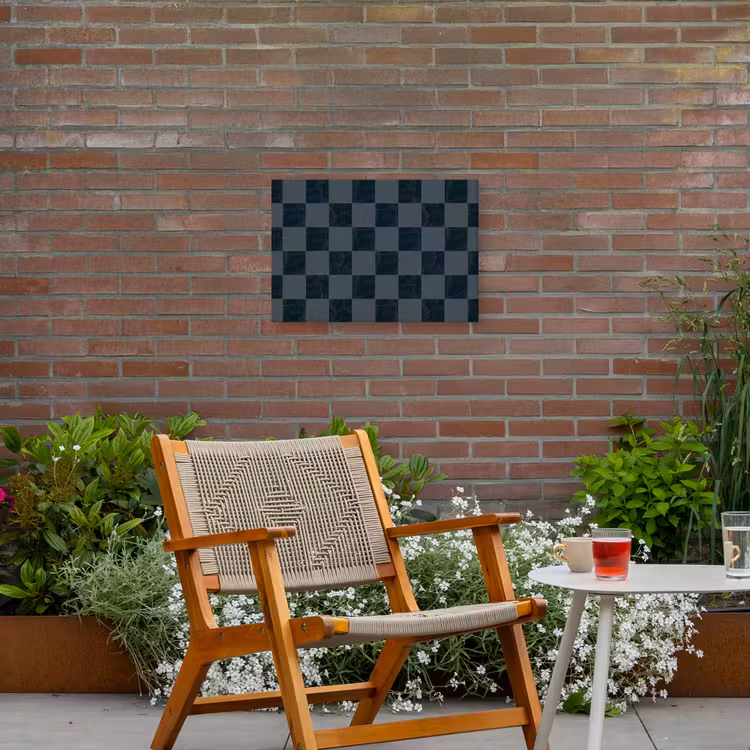 Marmer - Patroon - Antraciet Tuinposter op houten frame 2 cm dik klein 845 -sfeer3