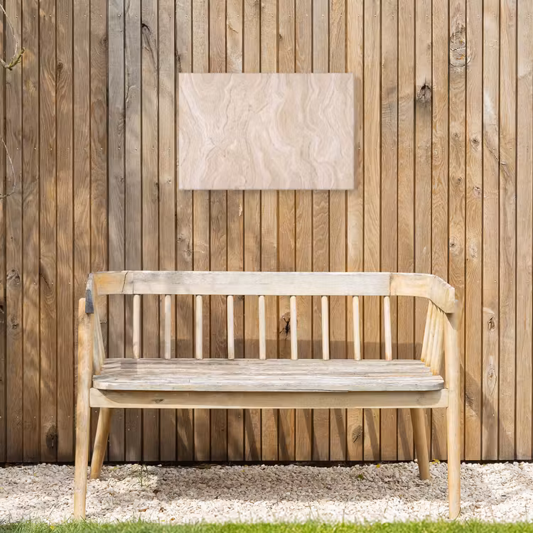Marmer - Patroon - Beige - Steen - Abstract Tuinposter op houten frame 2 cm dik klein -sfeer4