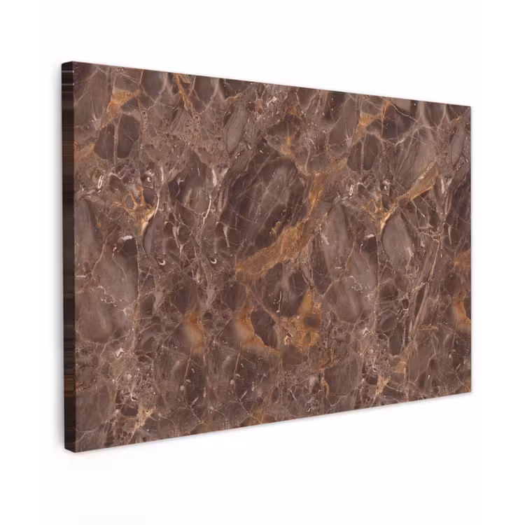 Marmer - Patroon - Natuur - Bruin - Goud Tuinposter op houten frame 2 cm dik klein -3d