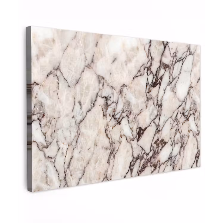 Marmer - Textuur - Abstract - Wit - Bruin Tuinposter op houten frame 2 cm dik klein -3d