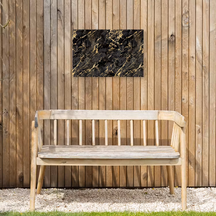 Marmer - Zwart - Goudstructuur Tuinposter op houten frame 2 cm dik klein 845 -sfeer4