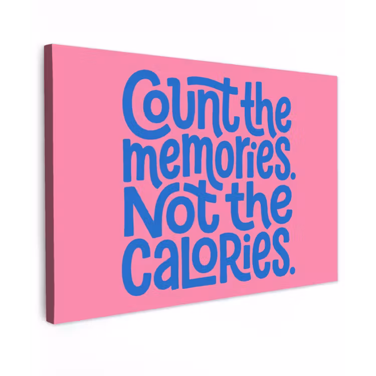 Memories - Roze - Blauw - Quote Tuinposter op houten frame 2 cm dik klein -3d