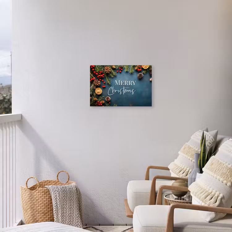 Merry Christmas - Blauw - Kerst - Winter Tuinposter op houten frame 2 cm dik klein -sfeer1
