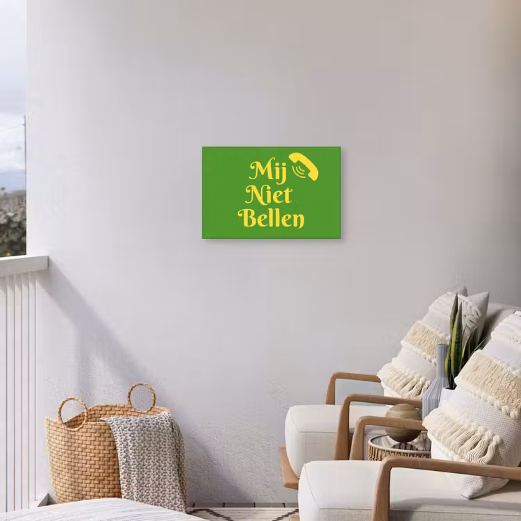 Mij niet bellen - Telefoon - Groen Tuinposter op houten frame 2 cm dik klein -sfeer1