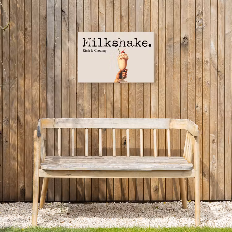 Milkshake - Kers - Rietje Tuinposter op houten frame 2 cm dik klein -sfeer4