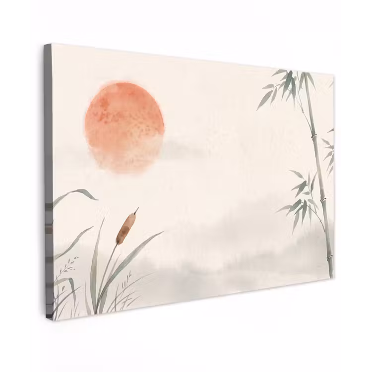 Minimalistisch - Bamboe - Groen Tuinposter op houten frame 2 cm dik klein -3d