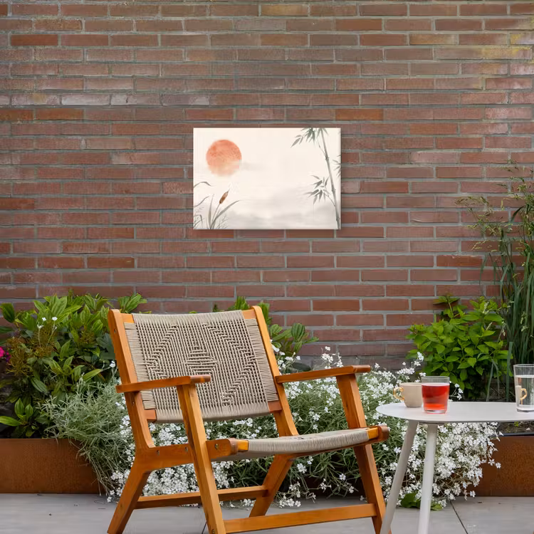 Minimalistisch - Bamboe - Groen Tuinposter op houten frame 2 cm dik klein -sfeer3