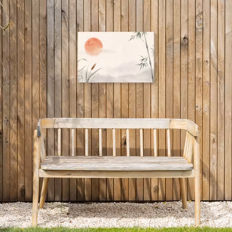 Minimalistisch - Bamboe - Groen Tuinposter op houten frame 2 cm dik klein -sfeer4